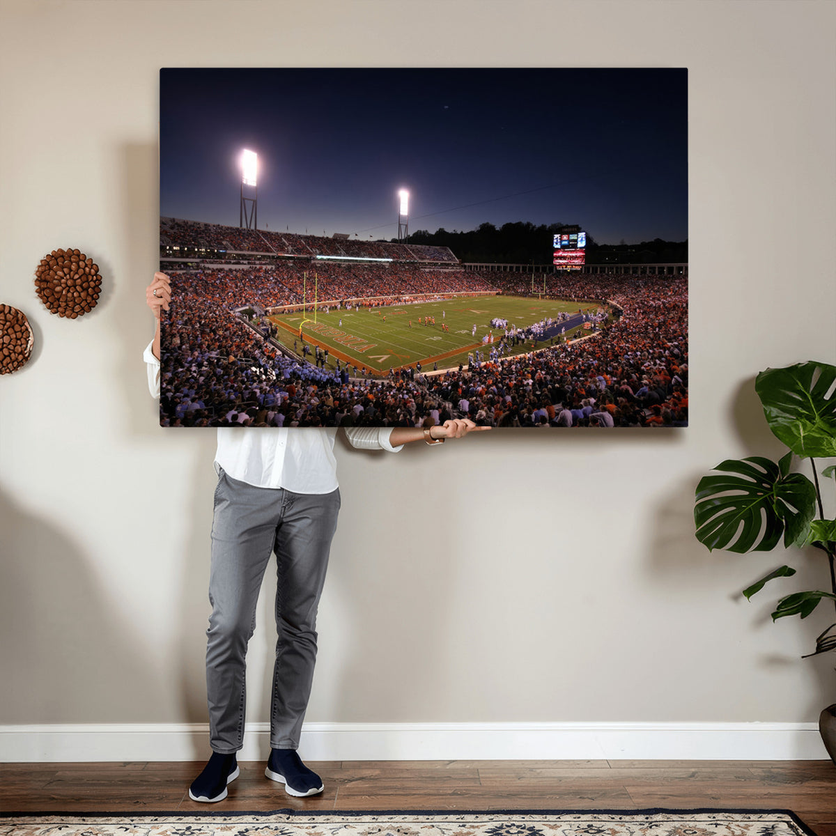 69378-MGV-CV-36X24 - Virginia Cavaliers Football Team Print - Charlottesville Scott Stadium Canvas Print Wall Art