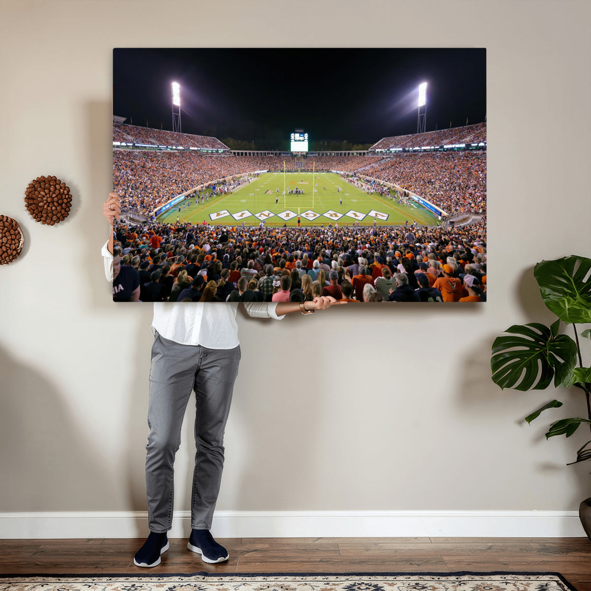 98441-MGV-CV-36X24 - Virginia Cavaliers Football Team Print - Charlottesville Scott Stadium Wall Art Canvas Print