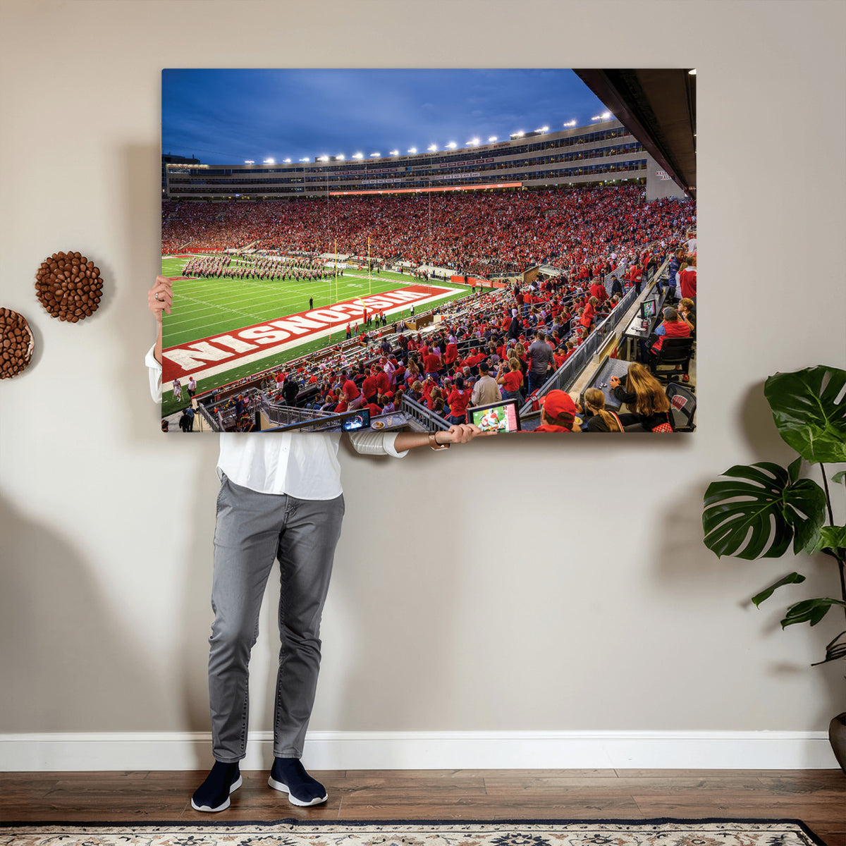 57601-MGV-CV-36X24 - Wisconsin Badgers Football Team Print - Madison Camp Randall Stadium Wall Art, Wisconsin Badgers