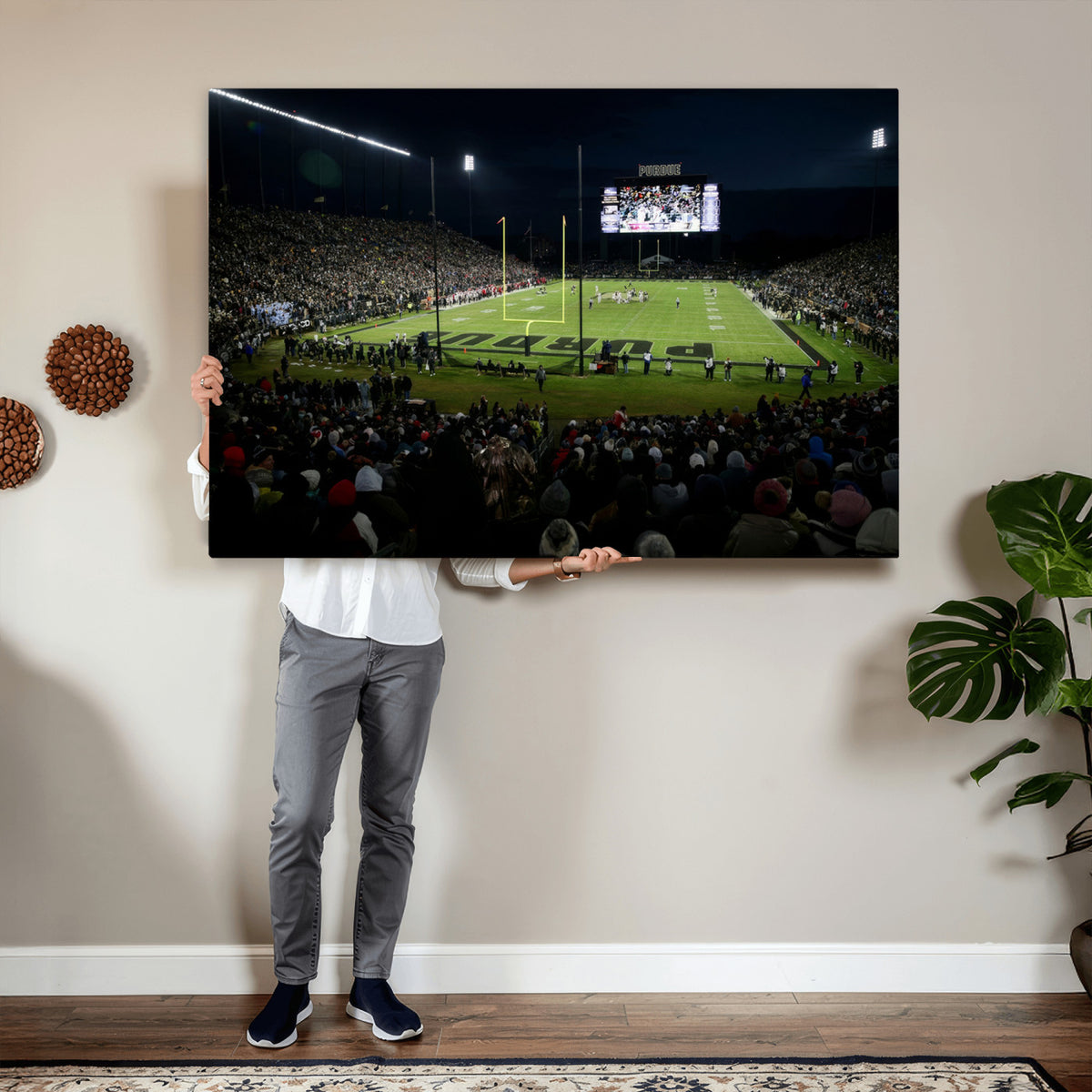 60140-MGV-CV-36X24 - Purdue Boilermakers Football Team Print - West Lafayette Ross–Ade Stadium Wall Art Canvas Print