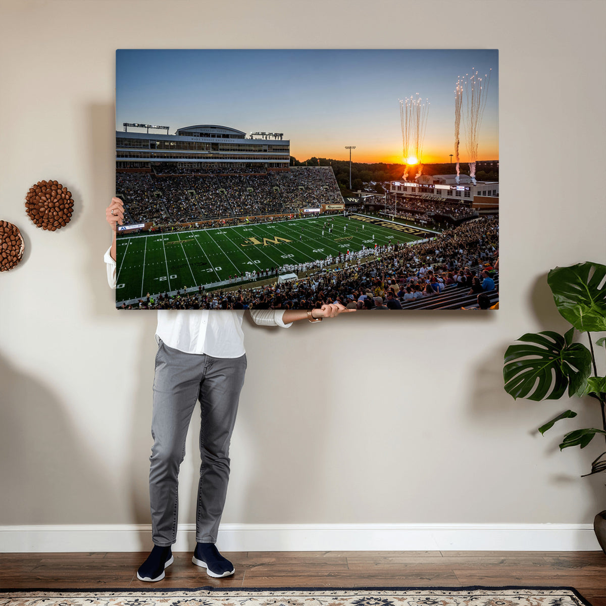 29253-MGV-CV-36X24 - Demon Deacons Football Team Print Canvas- Winston-Salem Allegacy Federal Credit Union Stadium Wall