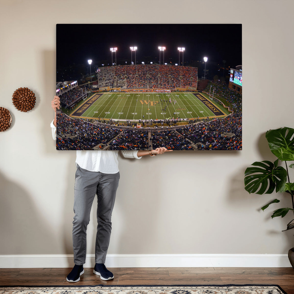 26033-MGV-CV-36X24 - Demon Deacons Print Canvas, Football Team Print