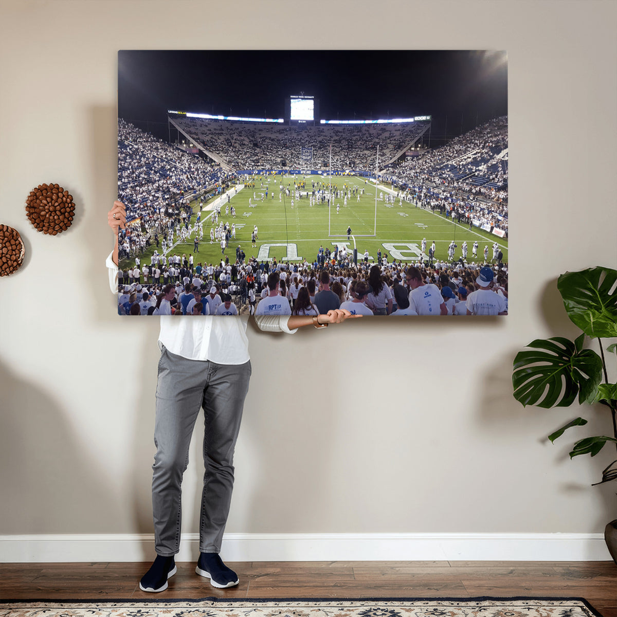 65036-MGV-CV-36X24 - Brigham Young University Cougars Football Print Canvas - Provo LaVell Edwards Stadium Wall Art