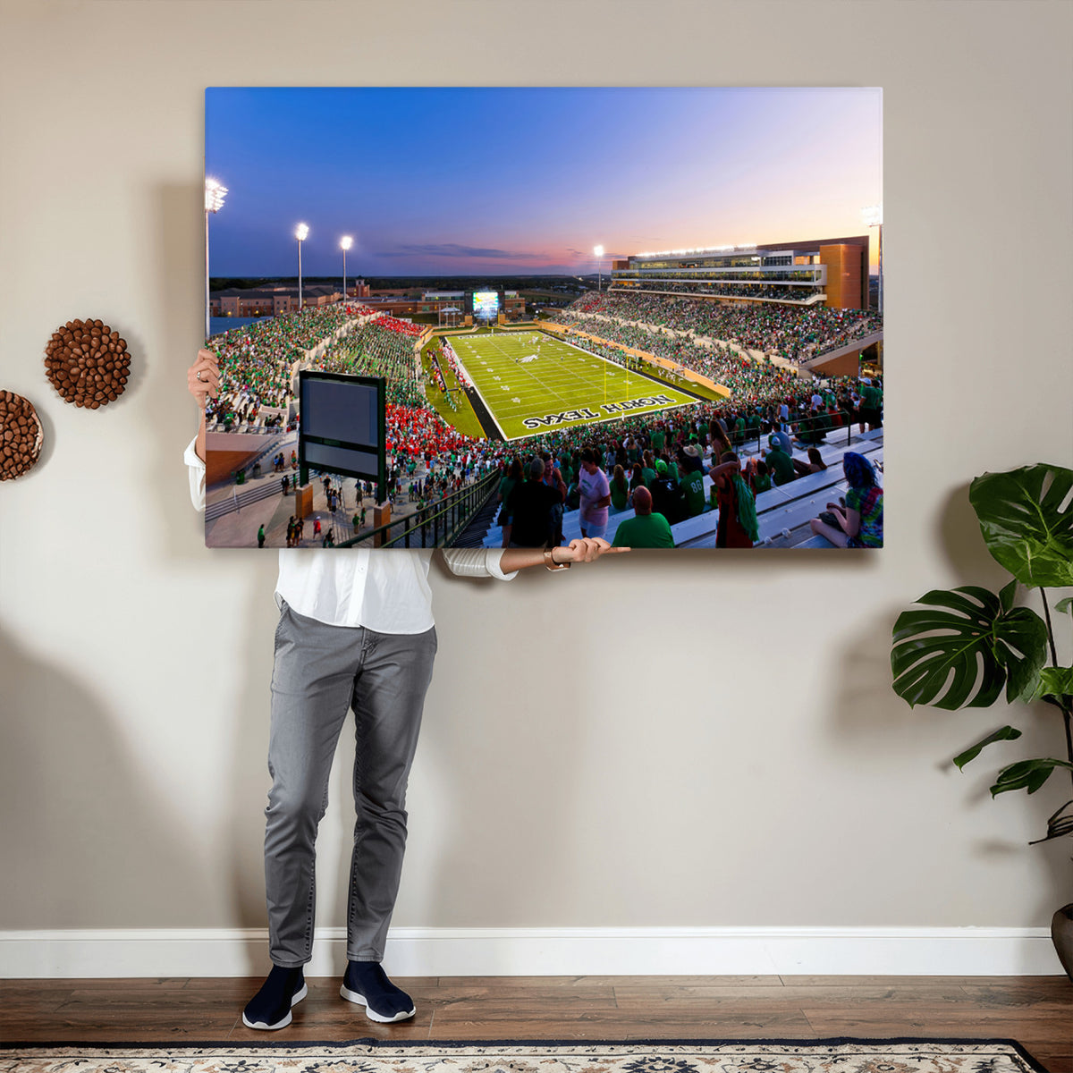 25916-MGV-CV-36X24 - University of North Texas Mean Green Football Team Print - Denton DATCU Stadium Canvas Print Wall