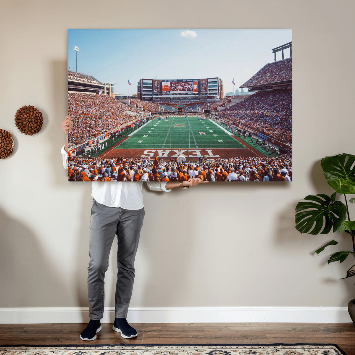 14826-MGV-CV-36X24 - Framed Texas Memorial Stadium Canvas, University of Texas Longhorns Football Team Print - Austin
