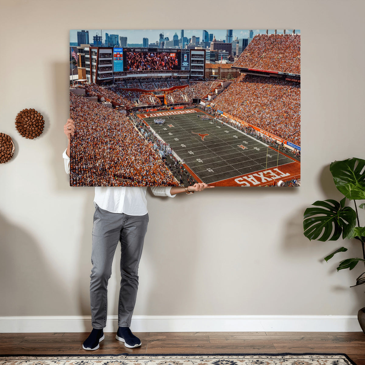 92103-MGV-CV-36X24 - University of Texas Longhorns Football Team Print - Austin Darrell K Royal-Texas Memorial Stadium