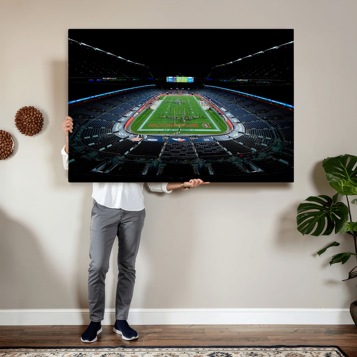 14797-MGV-CV-36X24 - Denver Broncos Football Team Print Canvas- Denver Empower Field at Mile High Stadium Wall Art Canvas