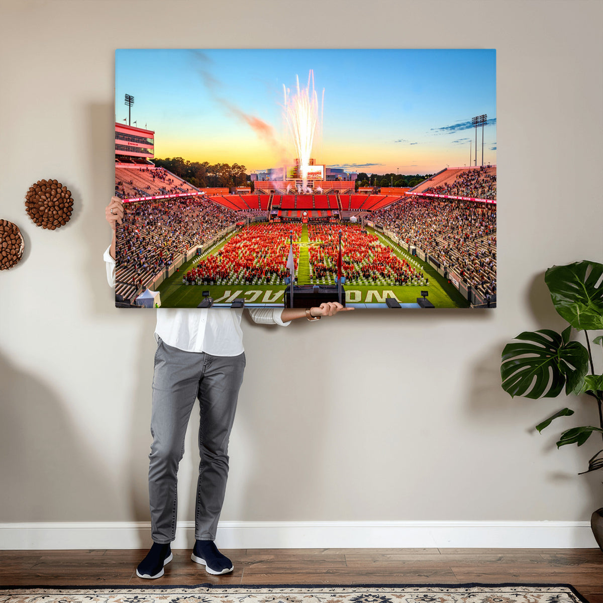 18017-MGV-CV-36X24 - North Carolina State University Canvas Print, Wolfpack Football Team Print