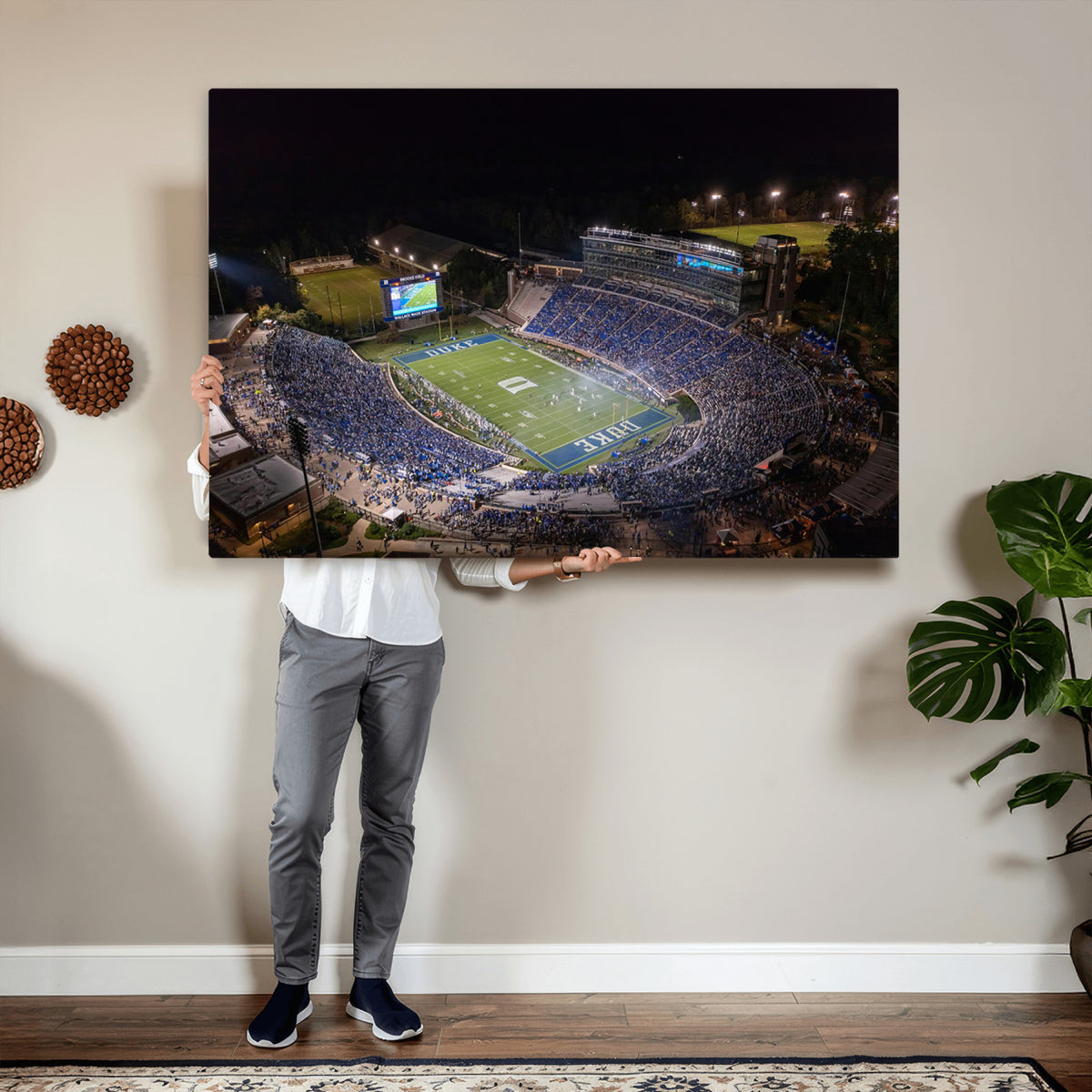 42347-MGV-CV-36X24 - Duke University Blue Devils Football Print Canvas - Durham Wallace Wade Stadium Wall Art Canvas