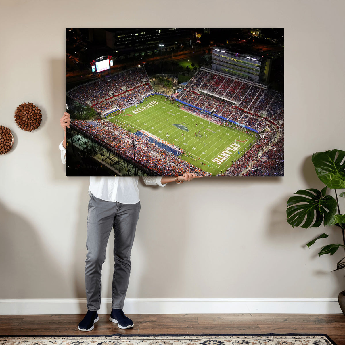 12682-MGV-CV-36X24 - Florida Atlantic University Owls Canvas Print, Football Team Print - Boca Raton FAU Stadium Wall Art