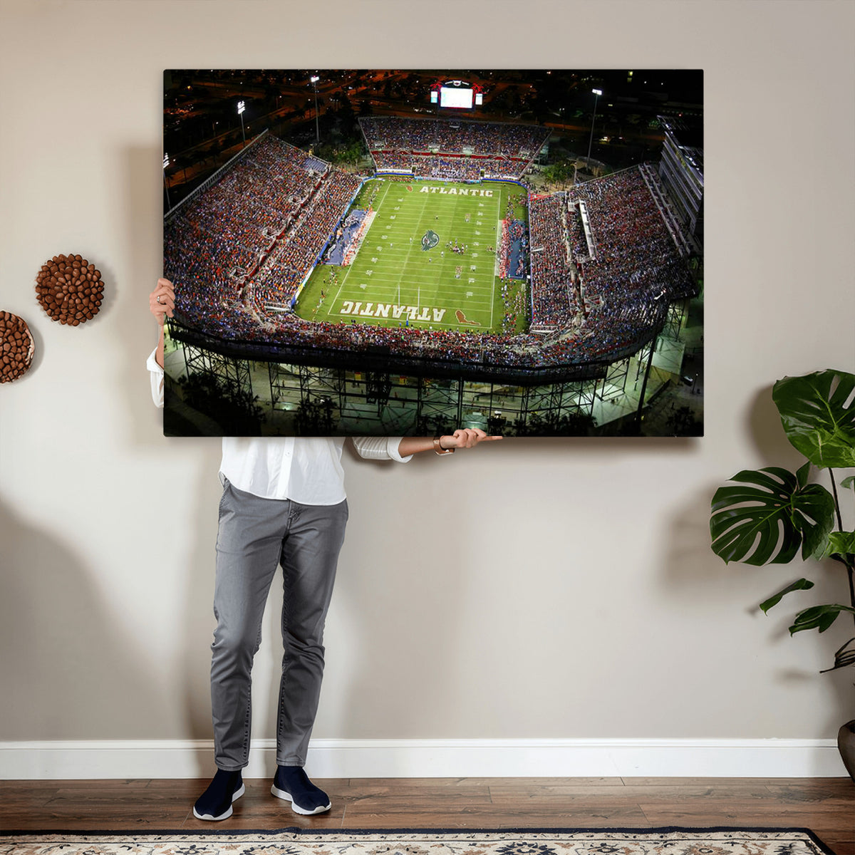 72354-MGV-CV-36X24 - Florida Atlantic University Owls Football Team Print - Boca Raton FAU Stadium Wall Art Canvas Print