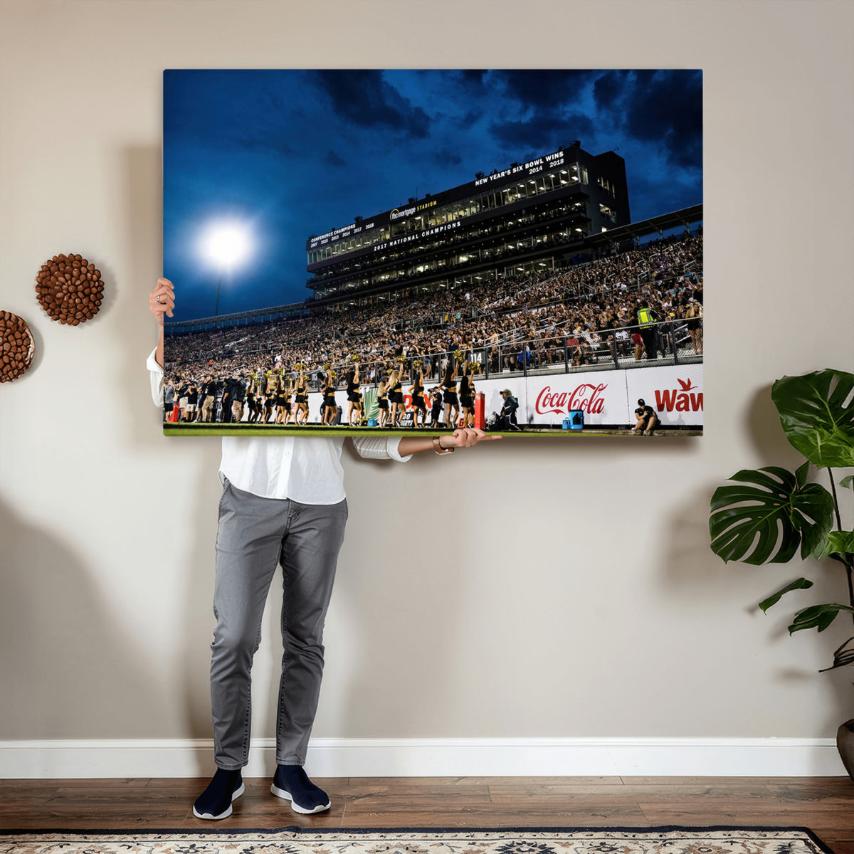 40217-MGV-CV-36X24 - UCF Knights Football Team Print - Orlando FBC Mortgage Stadium Wall Art Canvas Print