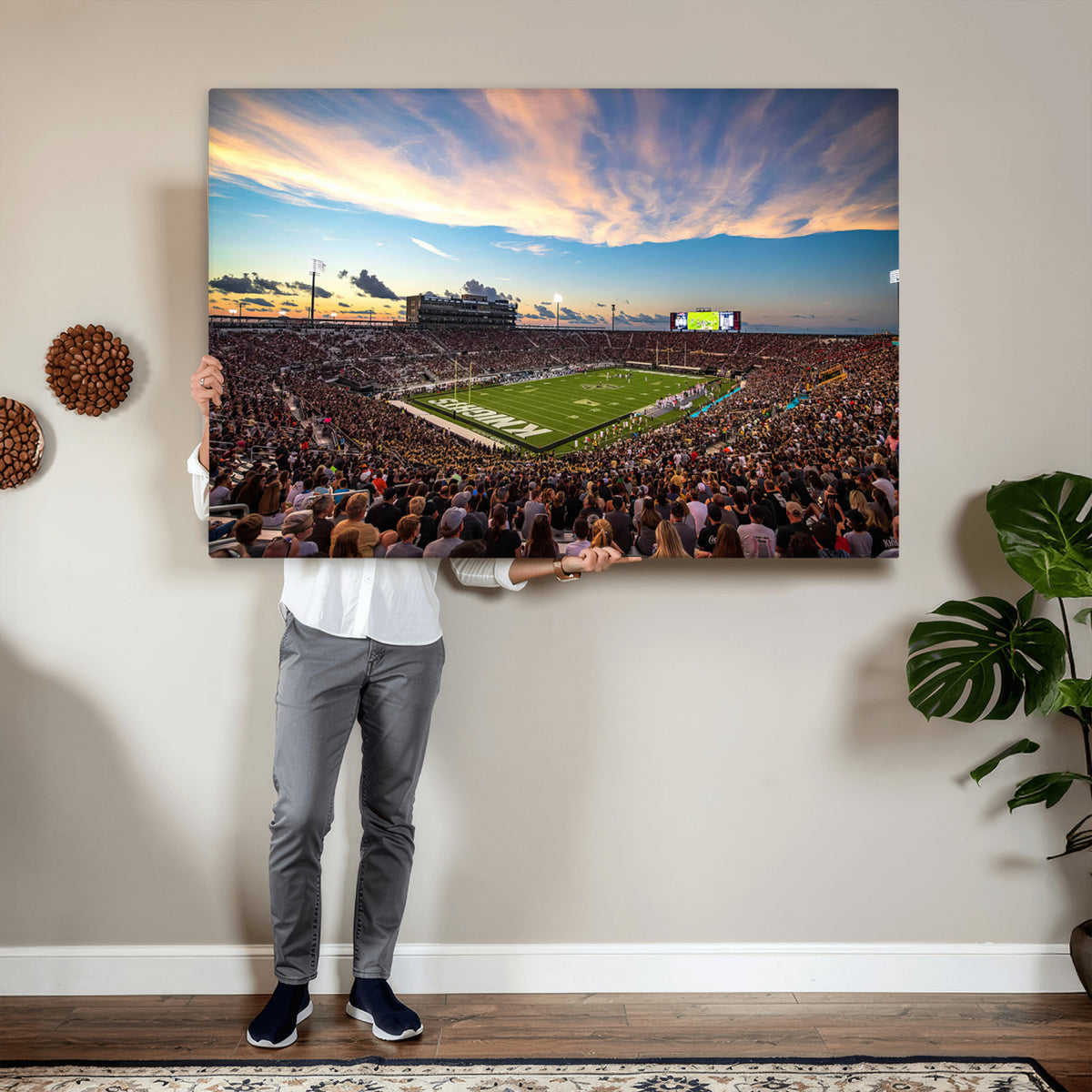 50243-MGV-CV-36X24 - UCF Knights Football Team Print - Orlando FBC Mortgage Stadium Wall Art Canvas Print