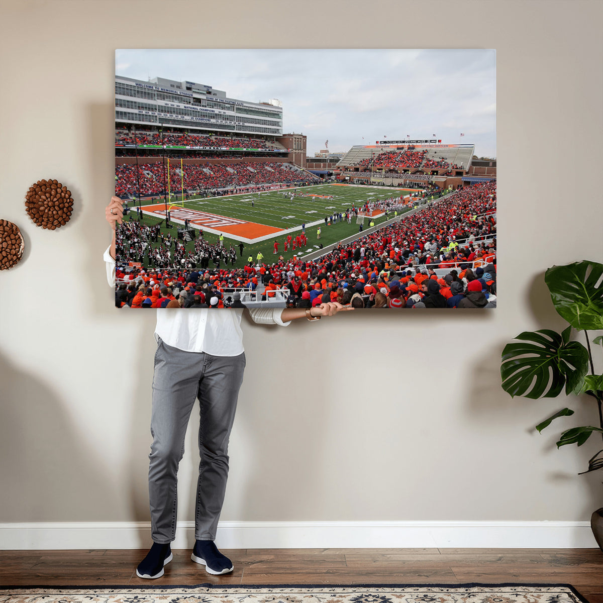 86851-MGV-CV-36X24 - University of Illinois Fighting Illini Football Team Print - Champaign Illinois Memorial Stadium
