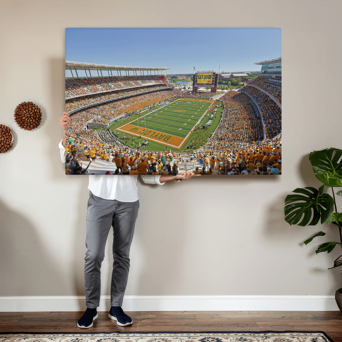 49912-MGV-CV-36X24 - Baylor University Bears Football Team Print - Waco McLane Stadium Wall Art Canvas Print