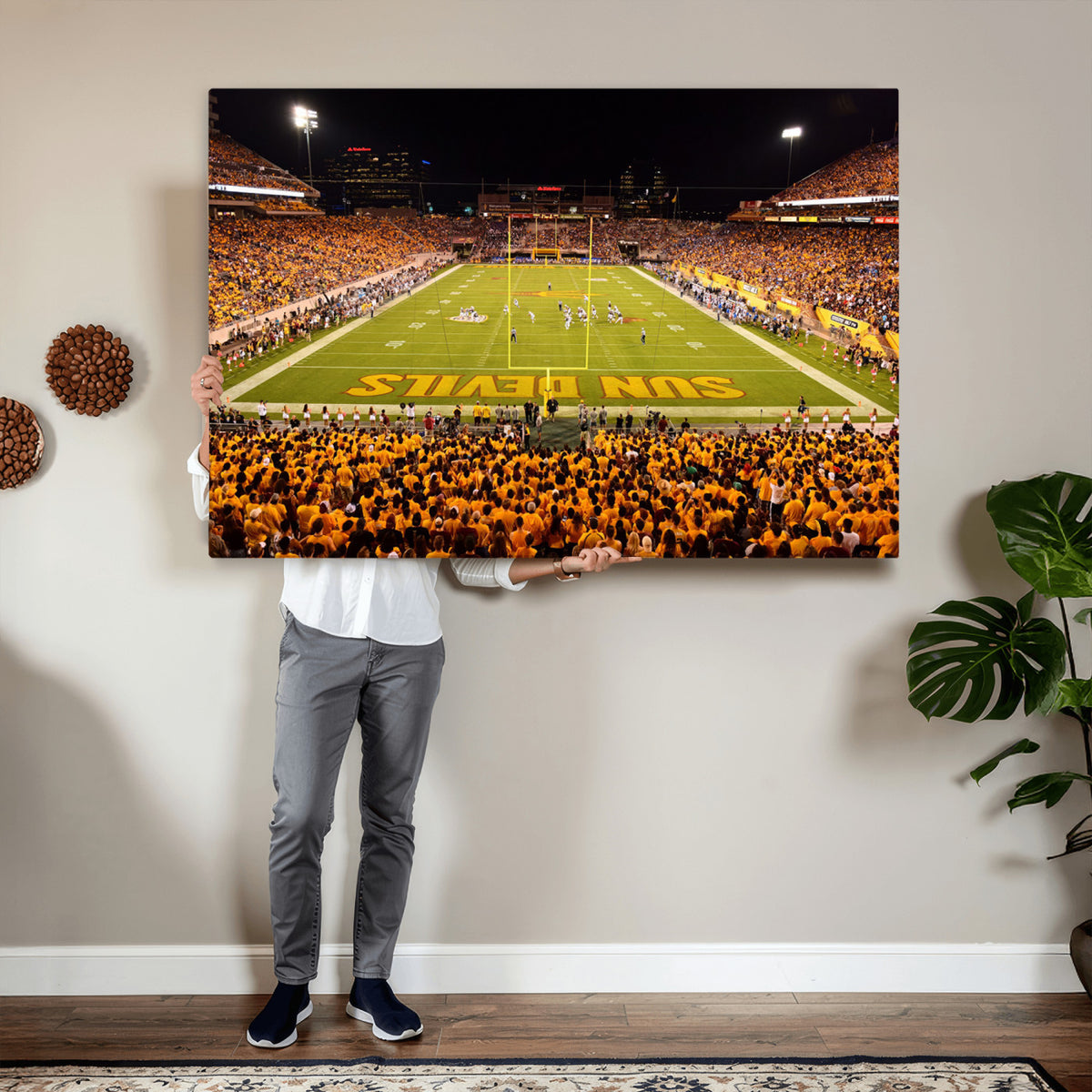 21588-MGV-CV-36X24 - ASU Sun Devils Football Team Print - Phoenix Mountain America Stadium Wall Art Canvas Print