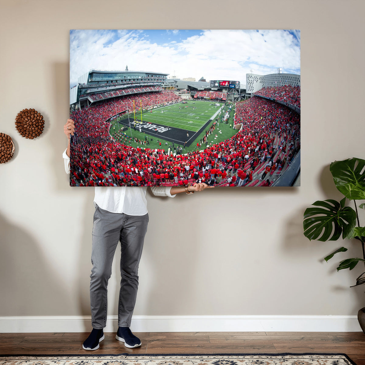 54070-MGV-CV-36X24 - Cincinnati Bearcats Football Team Print - Nippert Stadium Wall Art Canvas Print