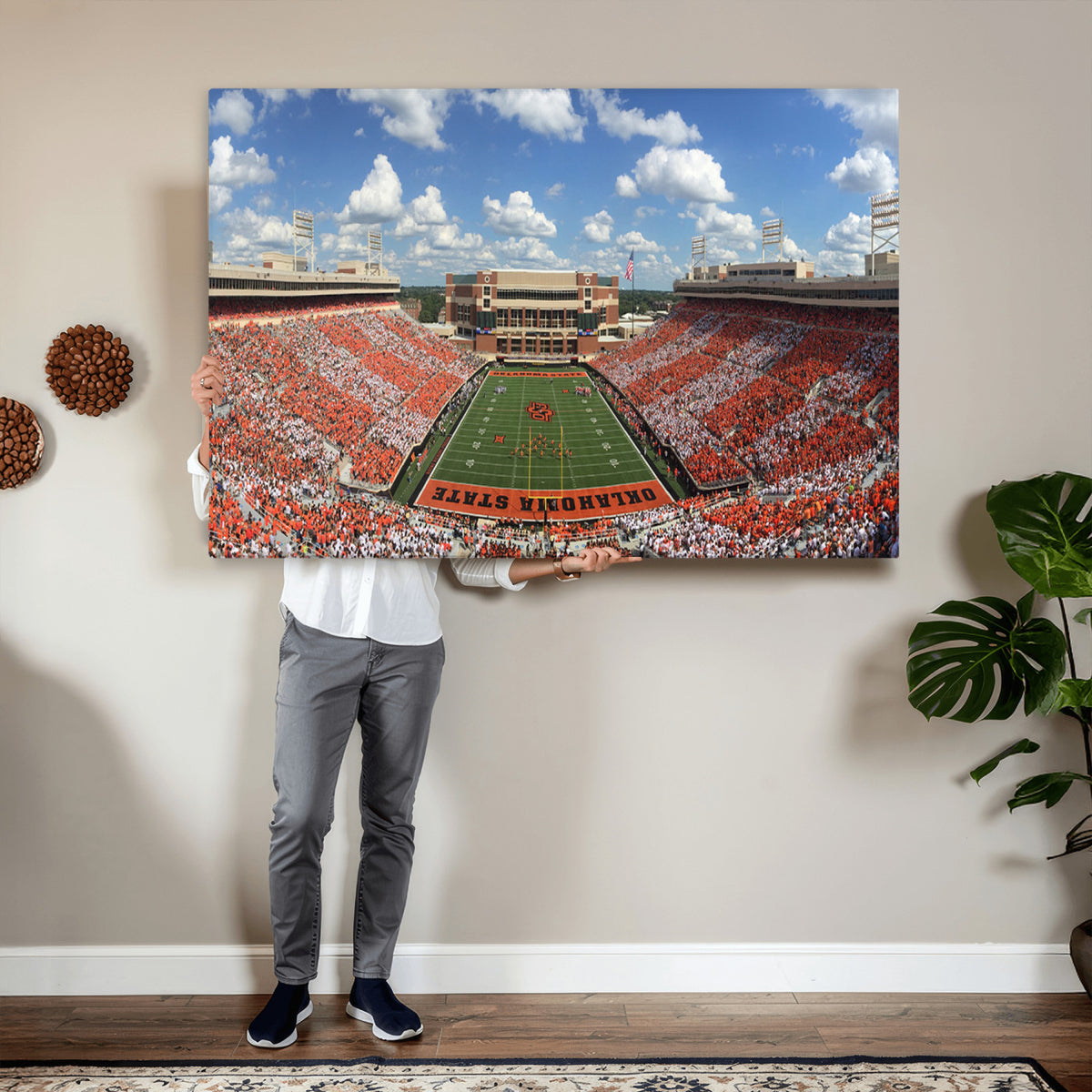 65192-MGV-CV-36X24 - Oklahoma State Cowboys Football Team Print - Stillwater Boone Pickens Stadium Wall Art Canvas Print