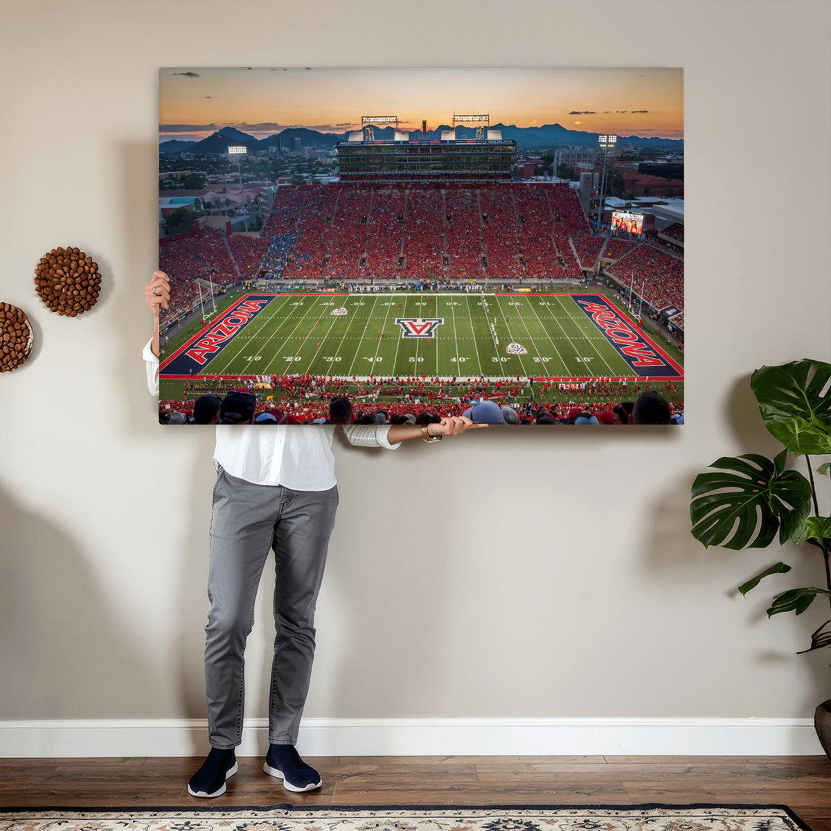 45563-MGV-CV-36X24 - Arizona Wildcats Football Team Print - Tucson Arizona Stadium Wall Art Canvas Print