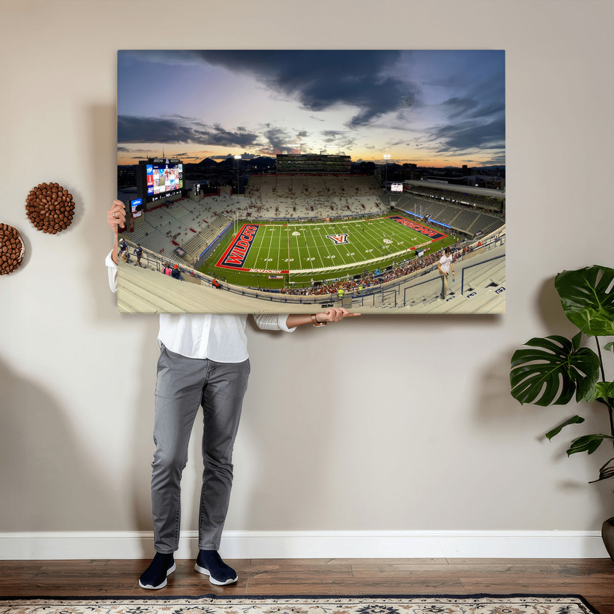 24339-MGV-CV-36X24 - Arizona Wildcats Football Team Print - Tucson Arizona Stadium Wall Art Canvas Print