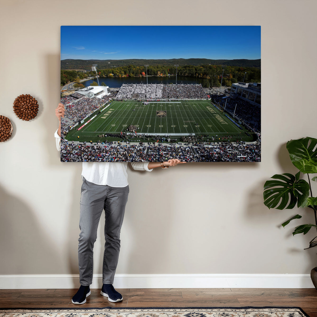 52056-MGV-CV-36X24 - Army Black Knights Football Team Print - West Point Michie Stadium Wall Art Canvas Print