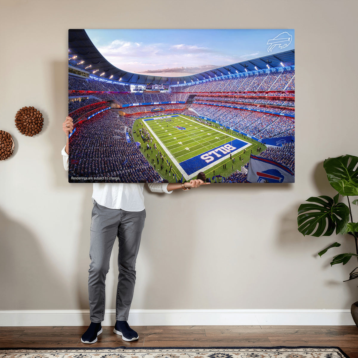 57873-MGV-CV-36X24 - Buffalo Bills Football Team Print Canvas - Buffalo Highmark Stadium Wall Art Canvas Print
