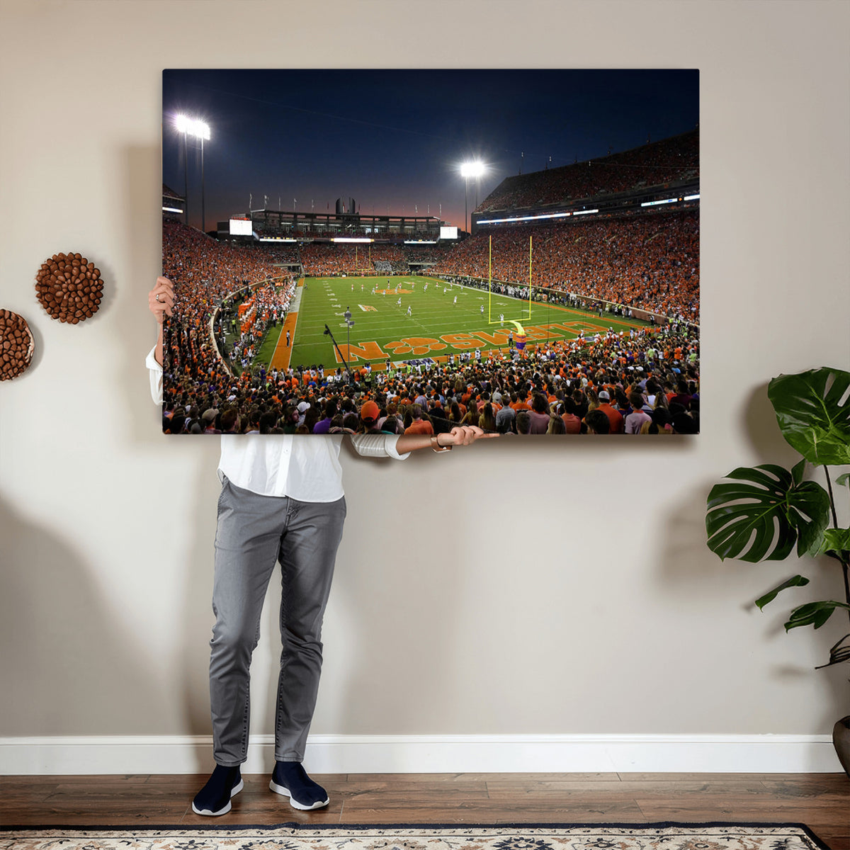 32340-MGV-CV-36X24 - Clemson University Tigers Art Print, Football Team Print