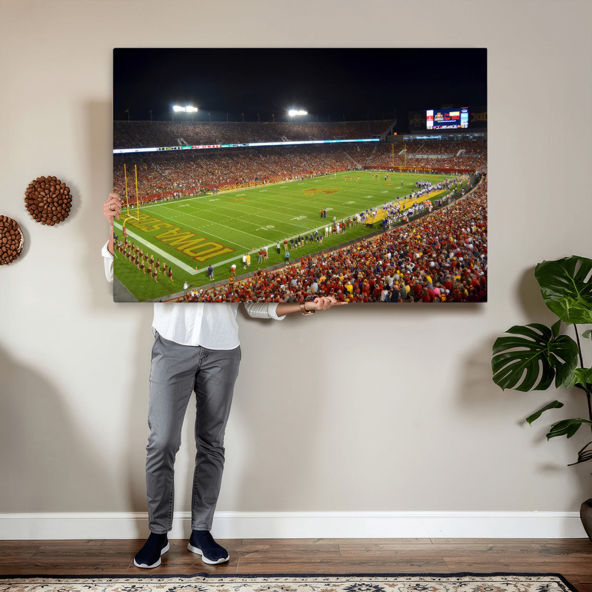 27211-MGV-CV-36X24 - Iowa State University Cyclones Football Team Print, Ames, Extra Large Game Room Wall Decor