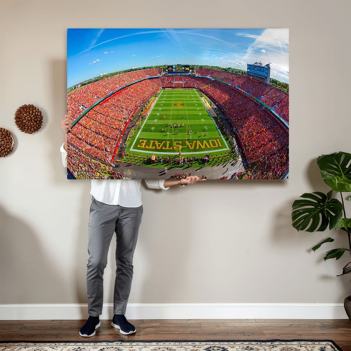 36706-MGV-CV-24X16 - Iowa State University Cyclones Football Team Print, Ames, Framed and Ready to Hang