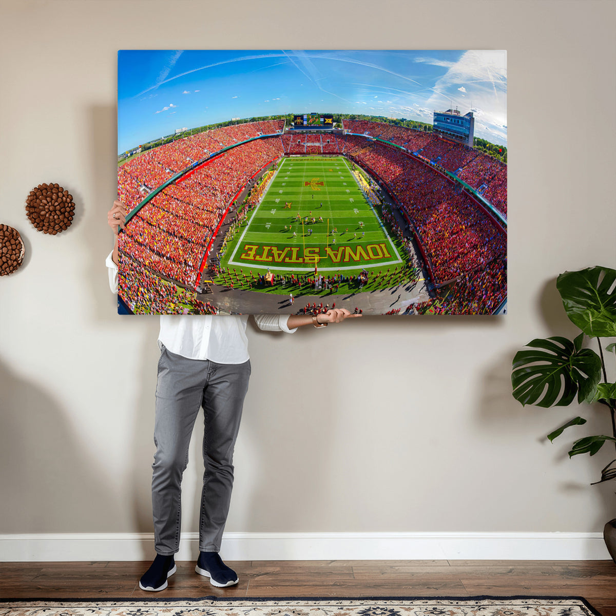 36706-PAN-FL-20X10 - Iowa State University Cyclones Football Team Print - Ames Jack Trice Stadium Art Canvas Print