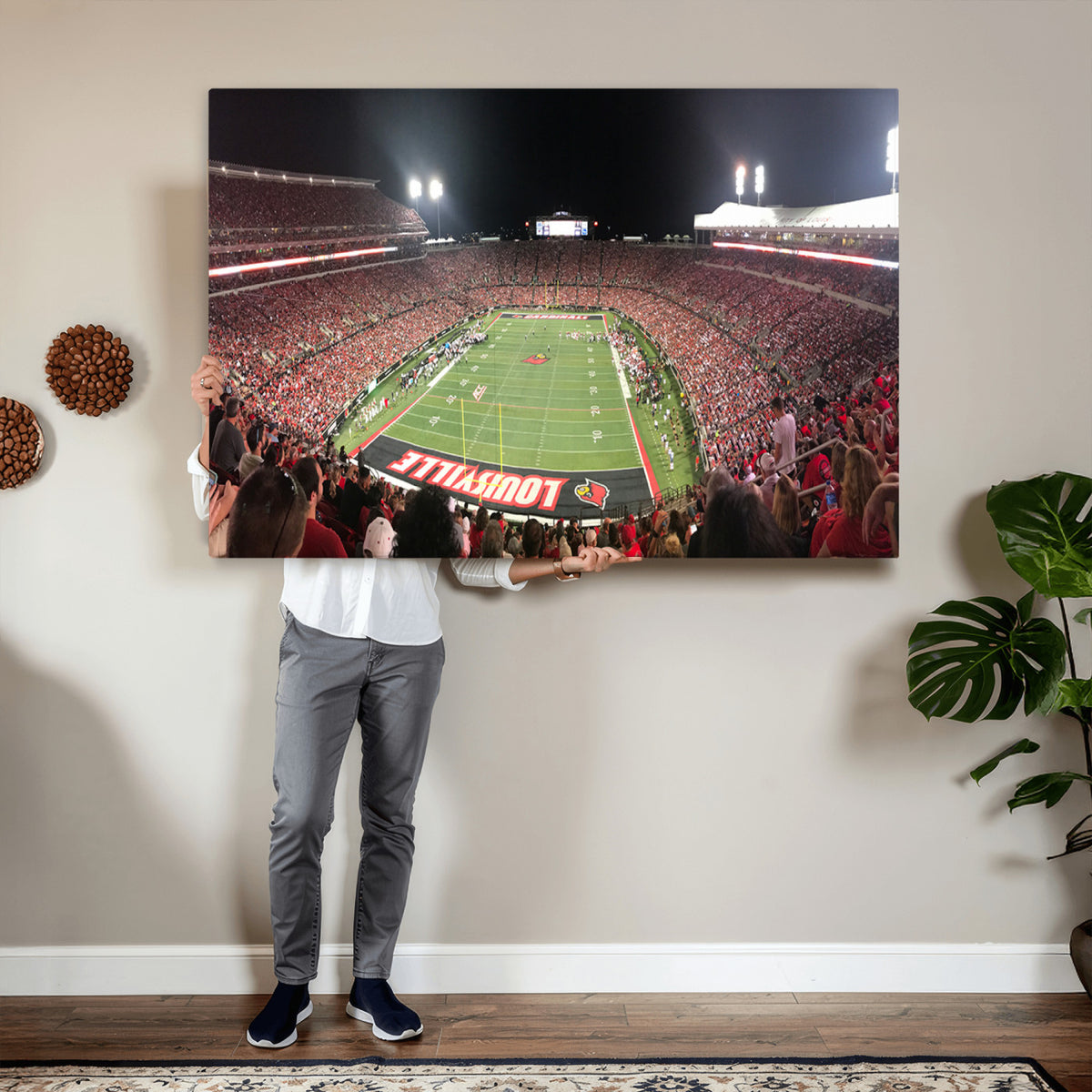 51251-PAN-FL-20X10 - University of Louisville Cardinals Football Team Print - Louisville Cardinal Stadium Wall Art Canvas
