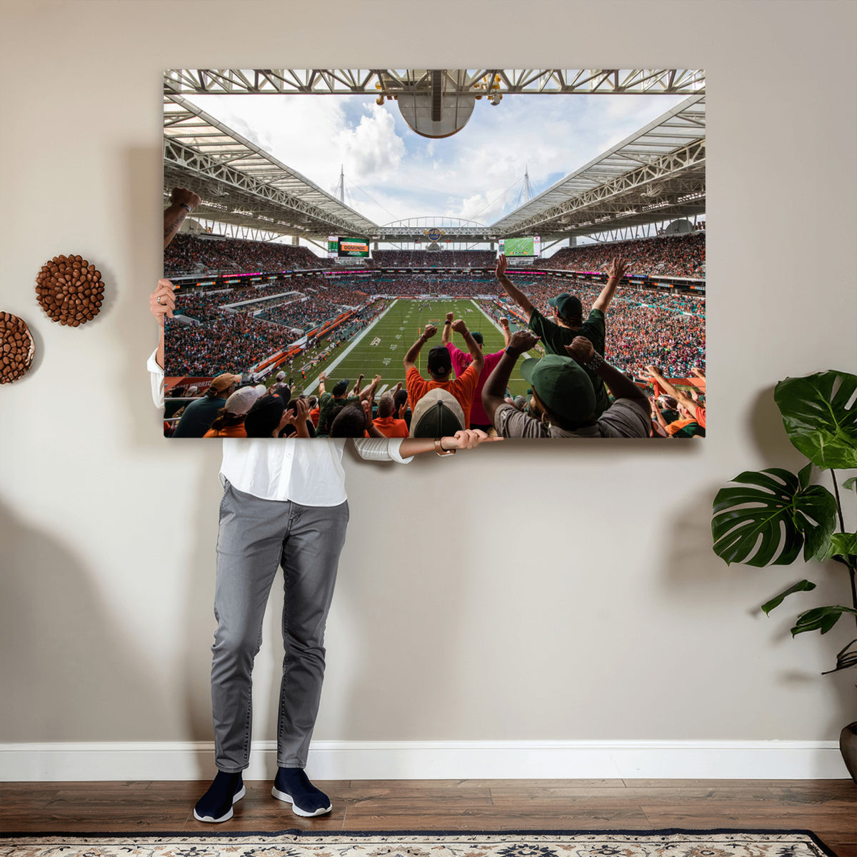 66239-PAN-FL-20X10 - Miami Hurricanes Football Team Wall Art Print - Miami Hard Rock Stadium Wall Art Canvas Print