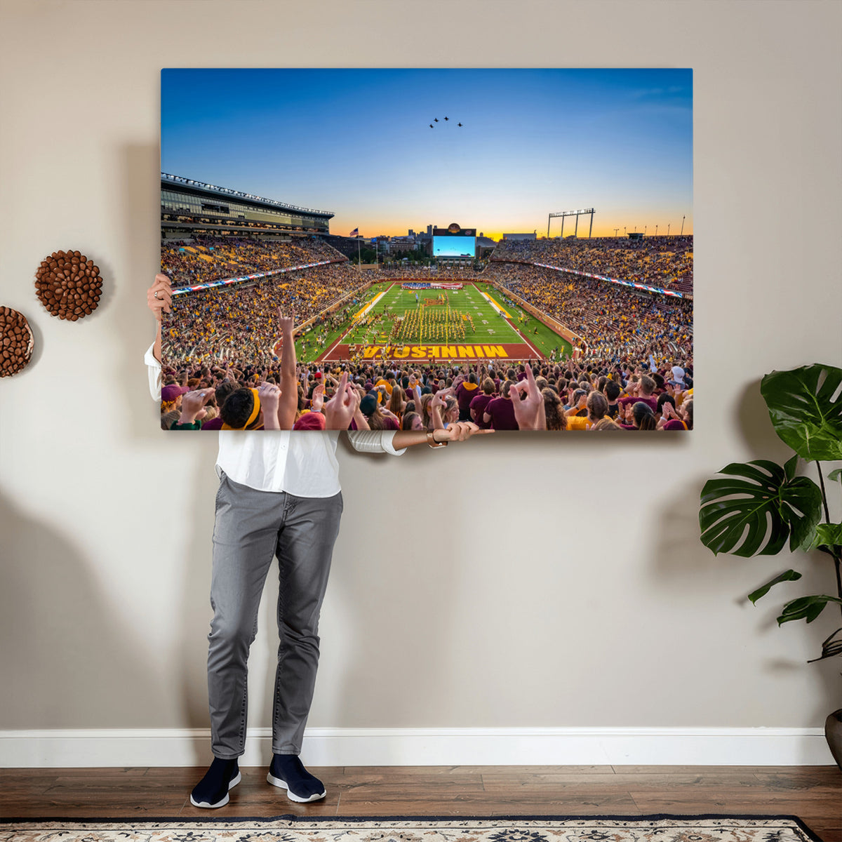 84421-MGV-CV-36X24 - University of Minnesota Golden Gophers Art Print, Football Team Print - Minneapolis Huntington Bank