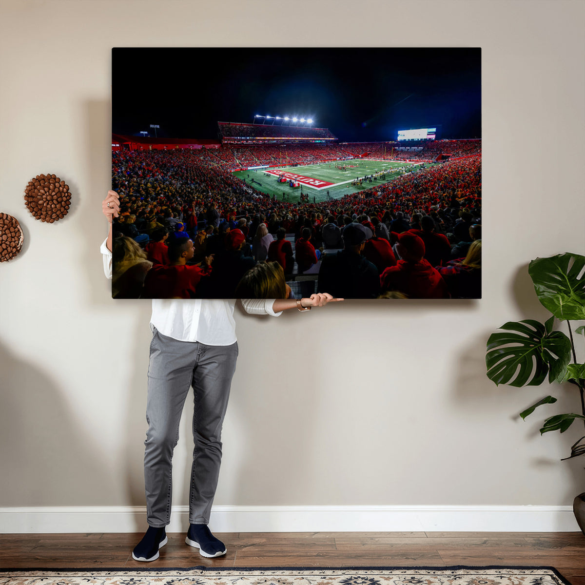 18115-PAN-FL-20X10 - Rutgers Scarlet Knights Football Team Print - SHI Stadium, Piscataway Wall Art Canvas Print