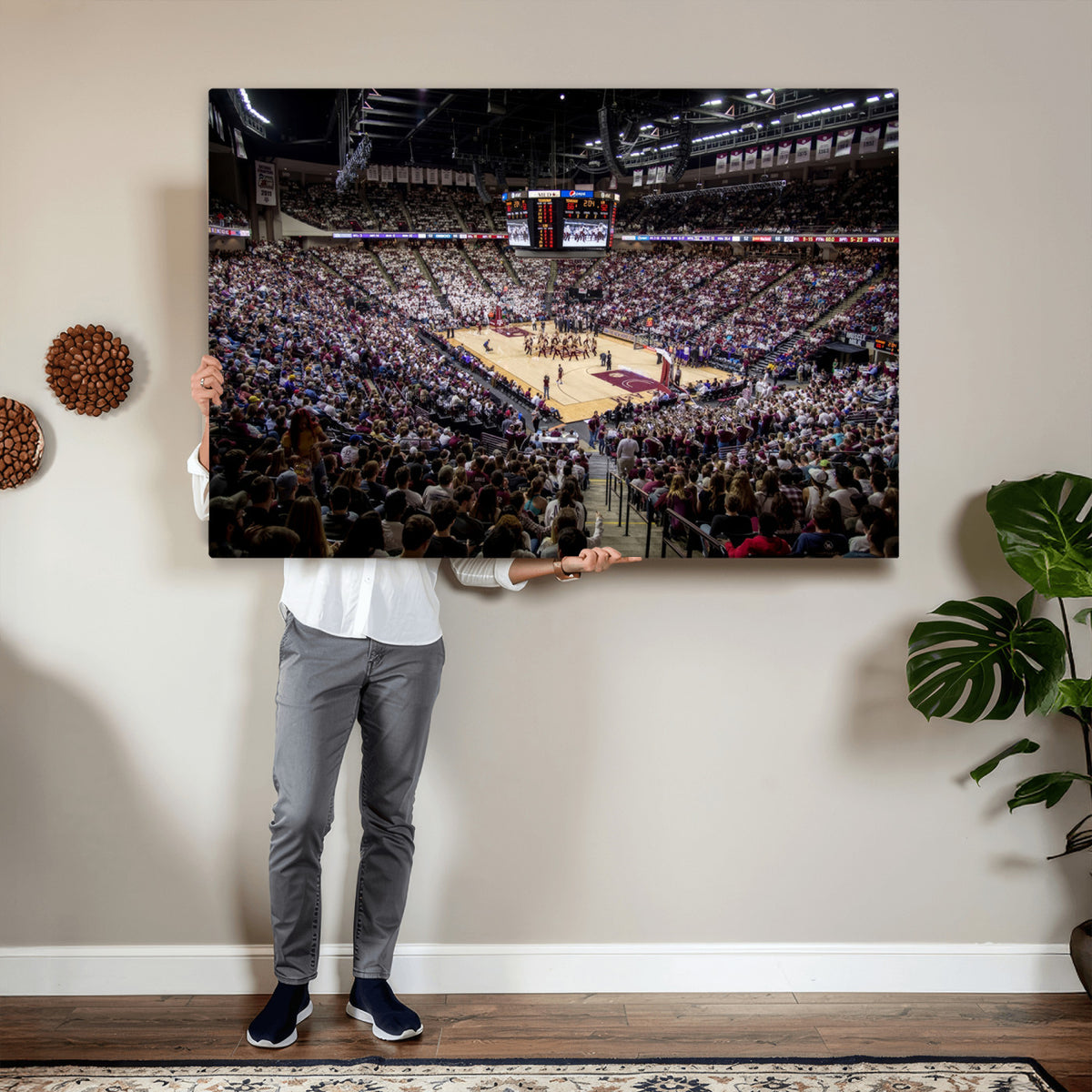 76876-MGV-CV-36X24 - University of Nebraska Cornhuskers Basketball Team Print - Lincoln Red Arena Wall Art Canvas Print