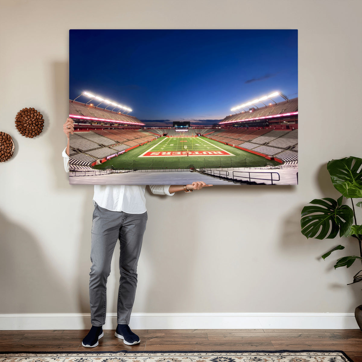 15051-MGV-CV-36X24 - Rutgers Scarlet Knights Football Team Print, Piscataway SHI Stadium