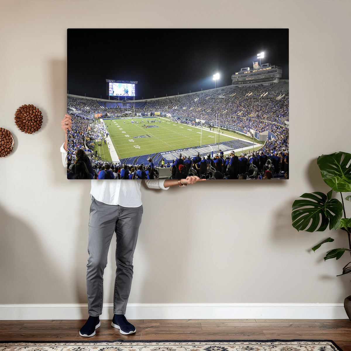 10894-PAN-FL-20X10 - University of Memphis Tigers Football Team Print - Memphis Simmons Bank Liberty Stadium Wall Art