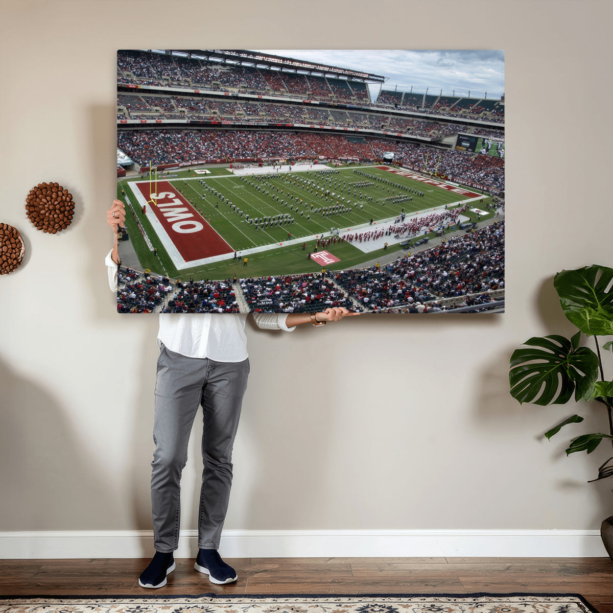 15310-PAN-FL-20X10 - The Temple University Owls Athletics Team Print - Philadelphia Lincoln Financial Field Stadium Wall