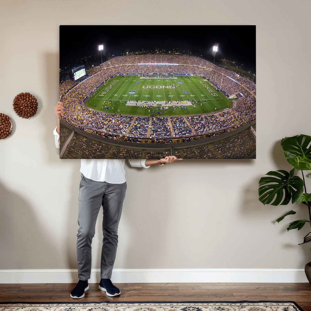 52855-MGV-CV-36X24 - The University of Connecticut UCONN Huskies Football Team Print, East Hartford