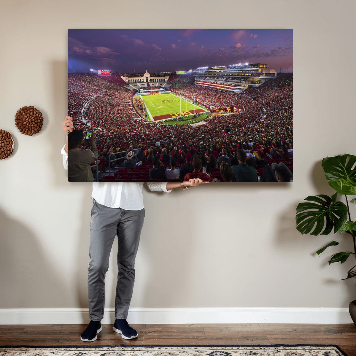 73373-MGV-CV-36X24 - The University of Southern California USC Trojans Football Team Print, Extra Large Game Room Wall Decor