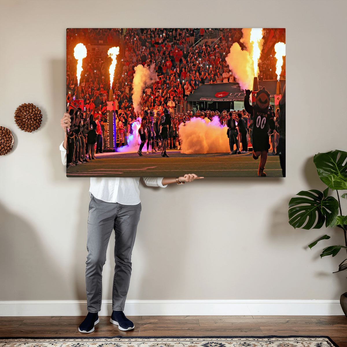 98664-MGV-CV-36X24 - The University of Texas at San Antonio Roadrunners Football Team Print, Extra Large Game Room Wall Decor