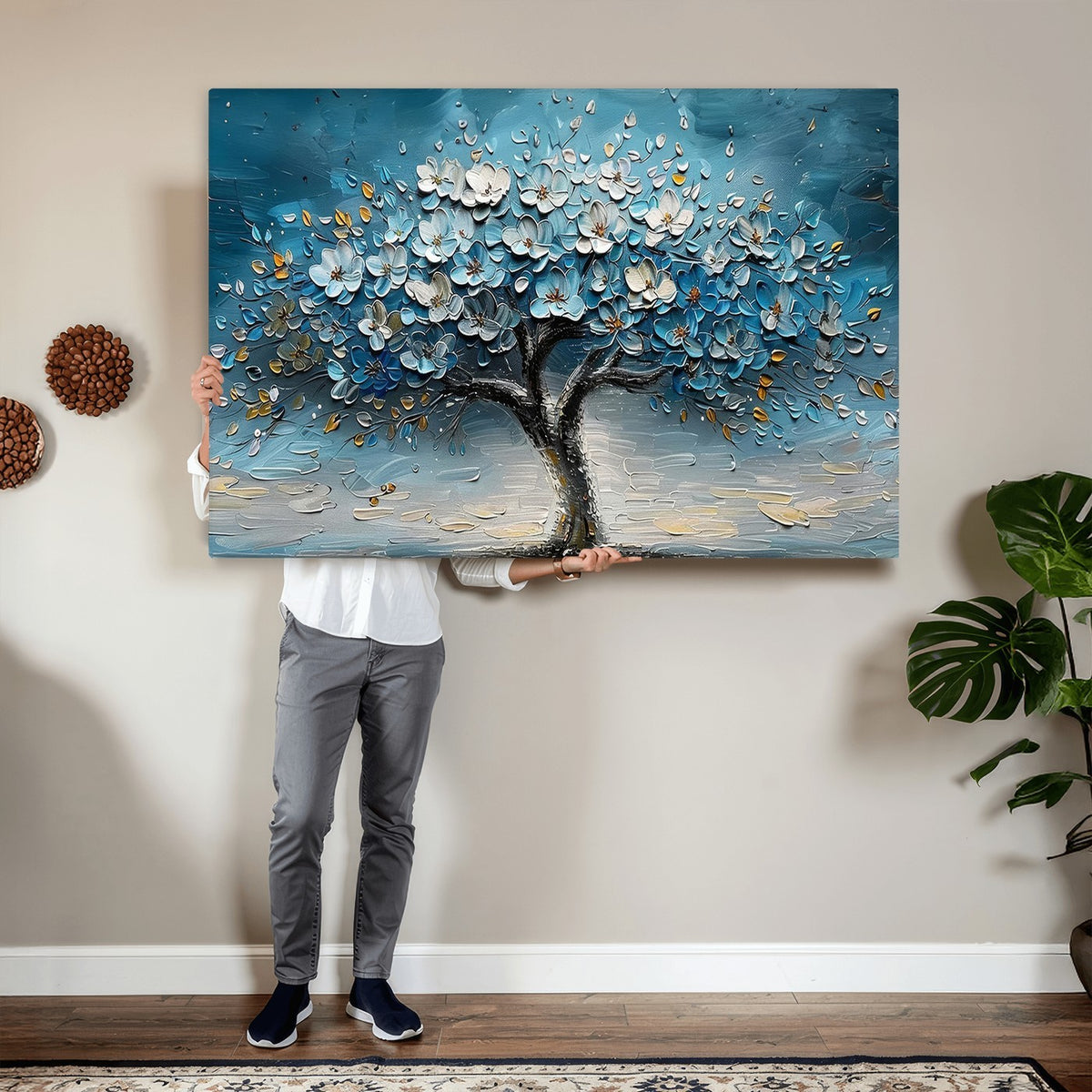 24109-_Poster-30x20 - Abstract Blooming Tree Wall Art Canvas Print, Floral Modern Home Decor