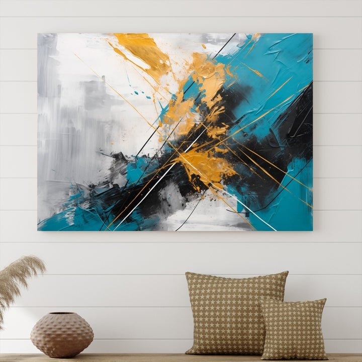 Turquoise Orange Abstract Wall Art Canvas Print