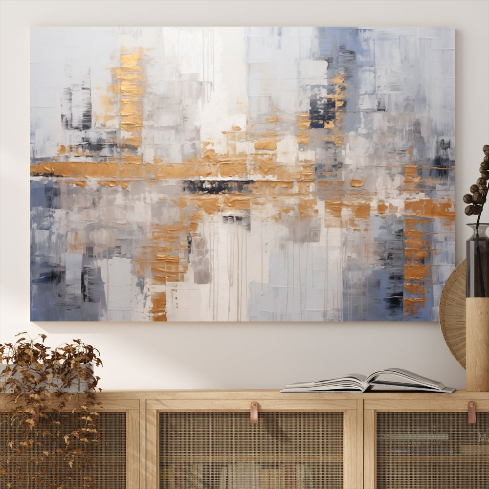 The Beige Modern Large Abstract Wall Art Canvas Print in neutral tones features a UV-protective coating for enduring elegance.