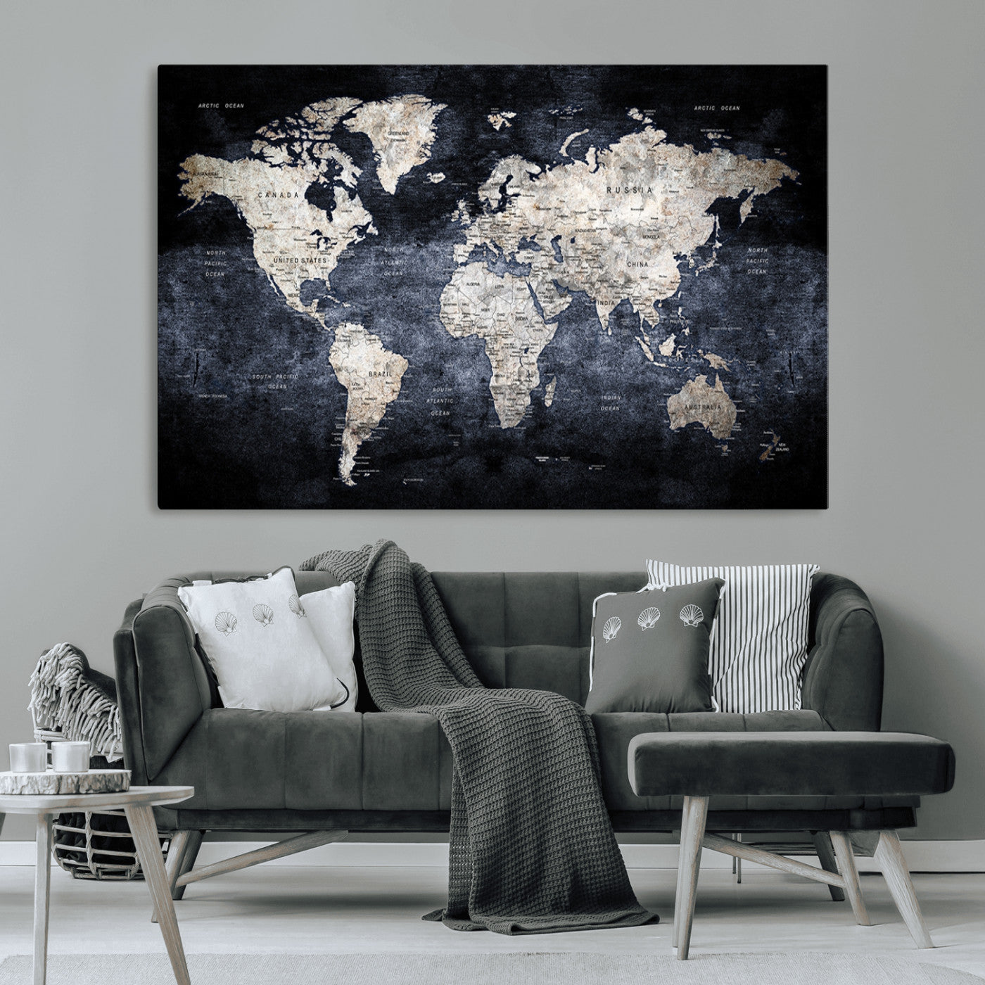 MGV-CV-36X24 - World Map Wall Art Canvas Print for Home and Office Decor