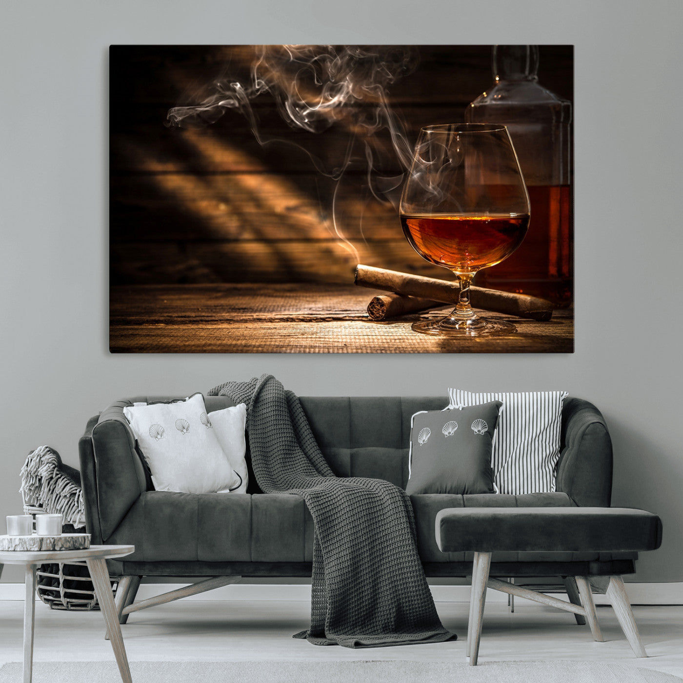 MGV-CV-36X24 - Whiskey and Cigar Wall Art Canvas Print