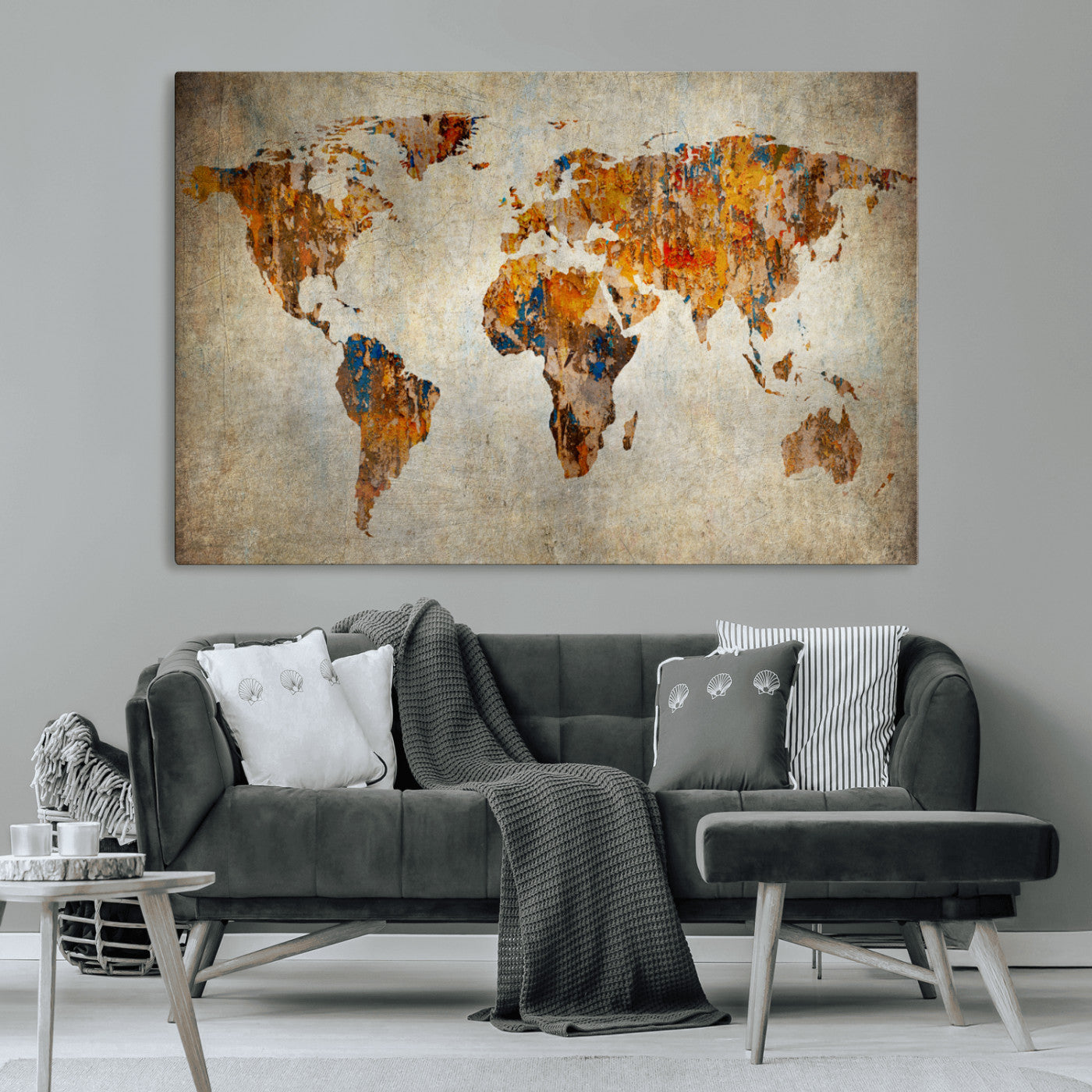 MGV-CV-36X24 - Push Pin World Map Canvas Print – Framed Wall Art for Couples to Track Their Travels – Anniversary