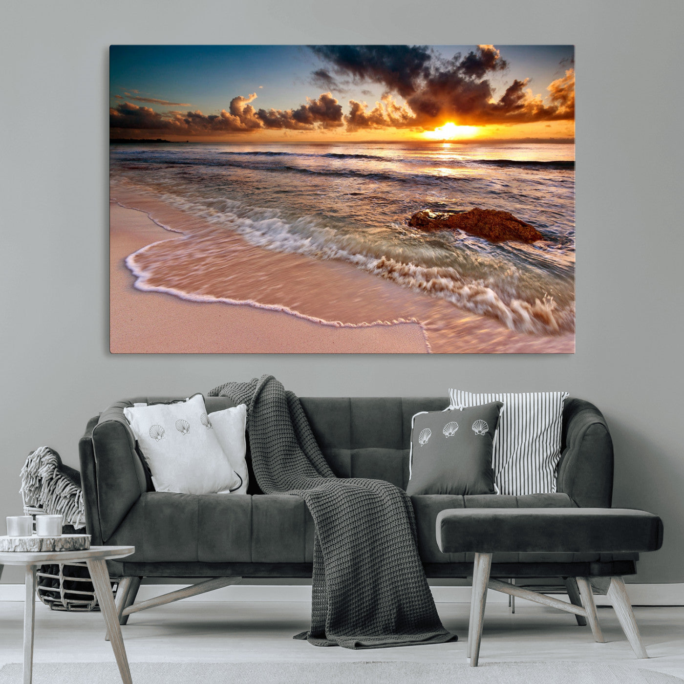MGV-CV-36X24 - Sunset on Ocean Wall Art Canvas Print