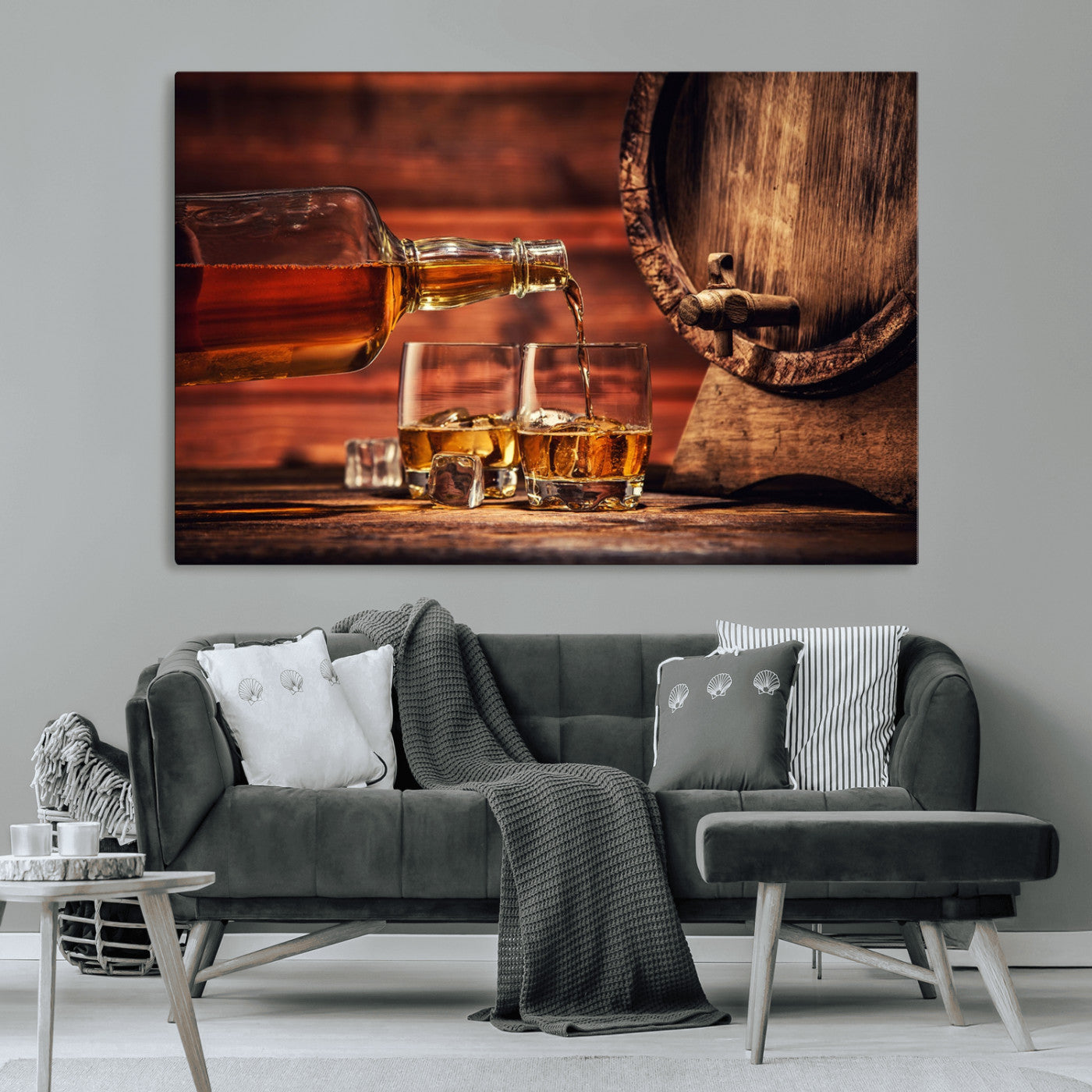 MGV-CV-36X24 - Whiskey and Cigar Canvas Wall Art | 3 Panel Bar Room Decor for Home Lounge, Office, or Man Cave |