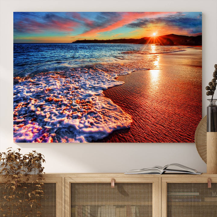 Hawaii Beach and Sunset Wall Art Canvas Print